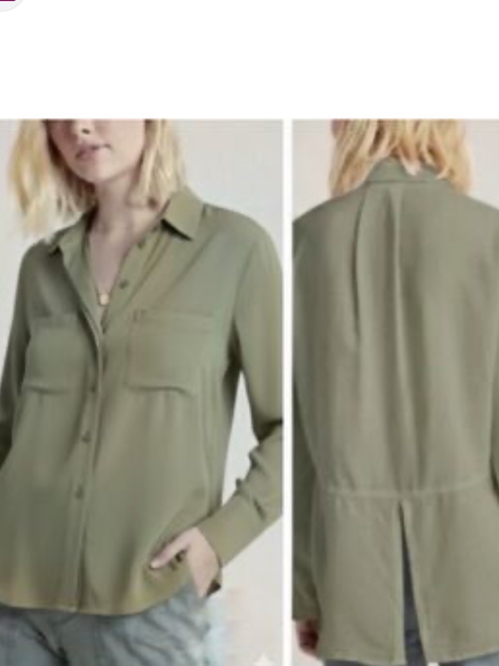 cloth & stone Olive Green Button-Front Utility Shirt